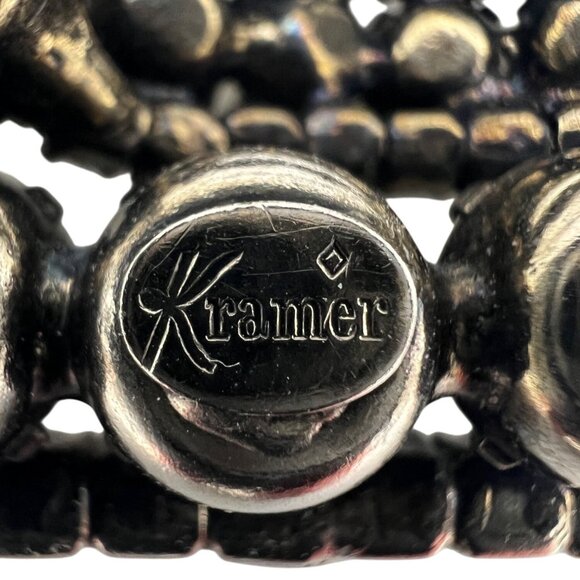 Vintage Kramer Rhinestone Floral Brooch 2.25" x 1.75" Signed Costume Jewelry - Picture 3 of 6